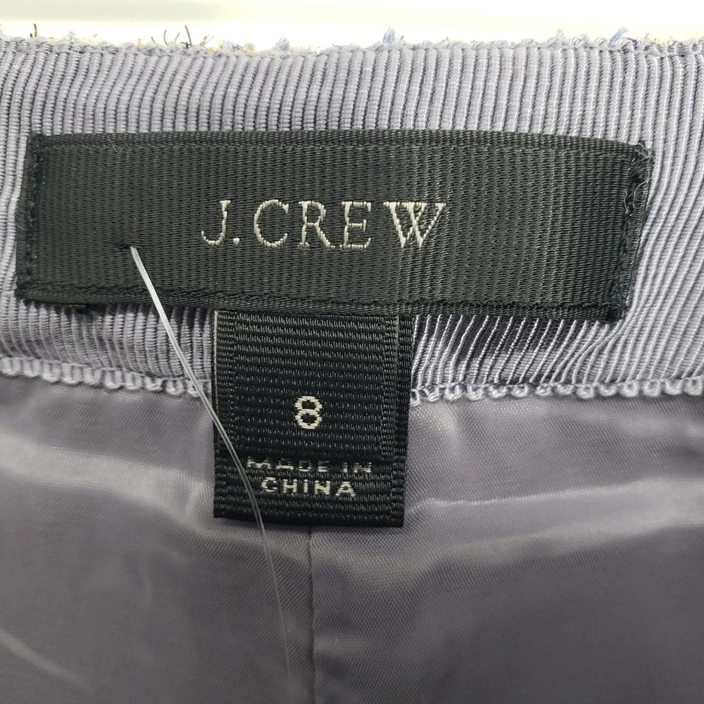 J Crew Metallic Tweed Asymmetric Zip Pencil Skirt Womens 8 Purple Gold NWT E1246